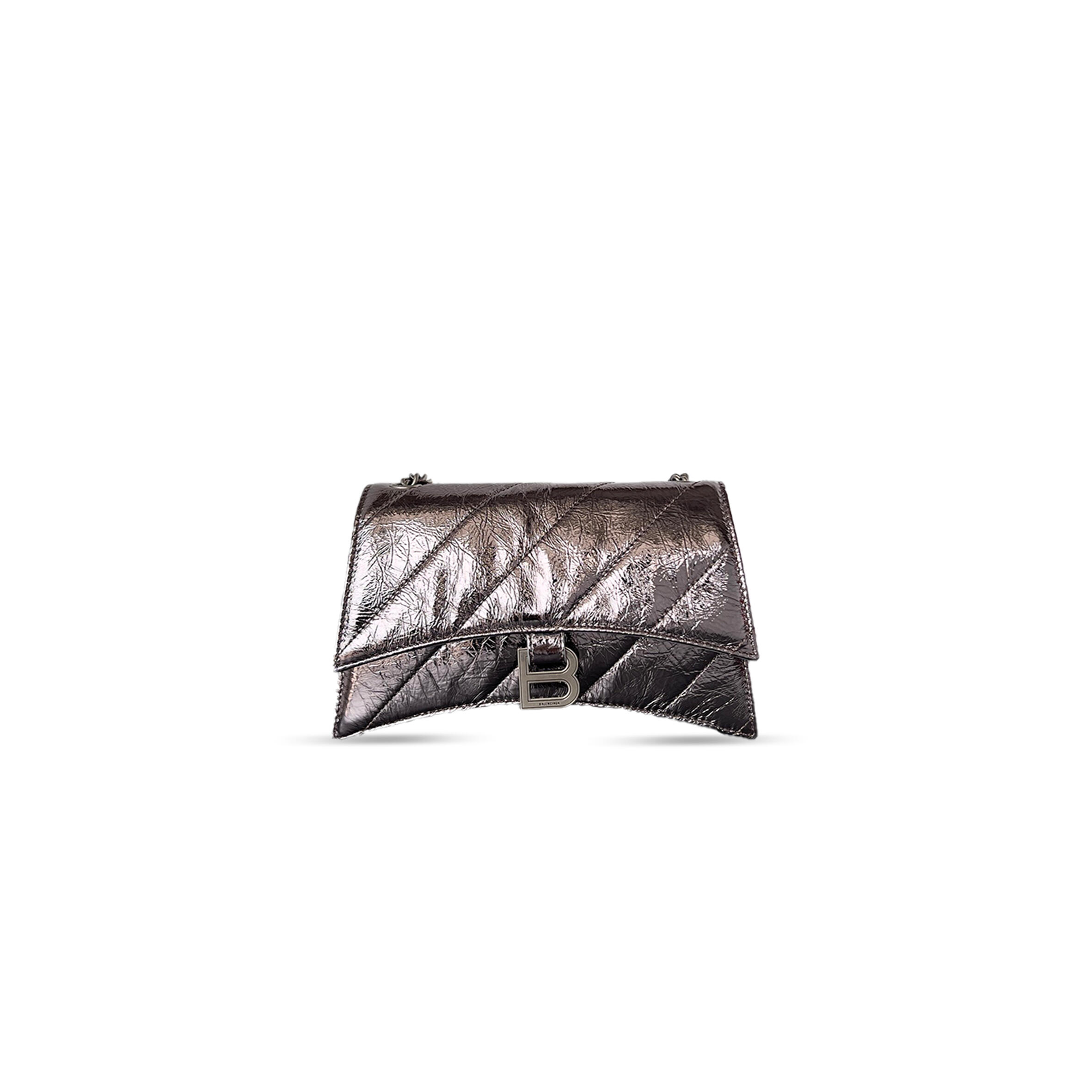 Ba1en*iaga women''s crush chain bag mini in silver 736016210s11000 (21.8*9.9*4.8cm)